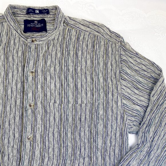 Nino Cerruti Brand Men's Shirt Sport Button Up Semi-Casual Top Gray 100% Cotton - Picture 4 of 13